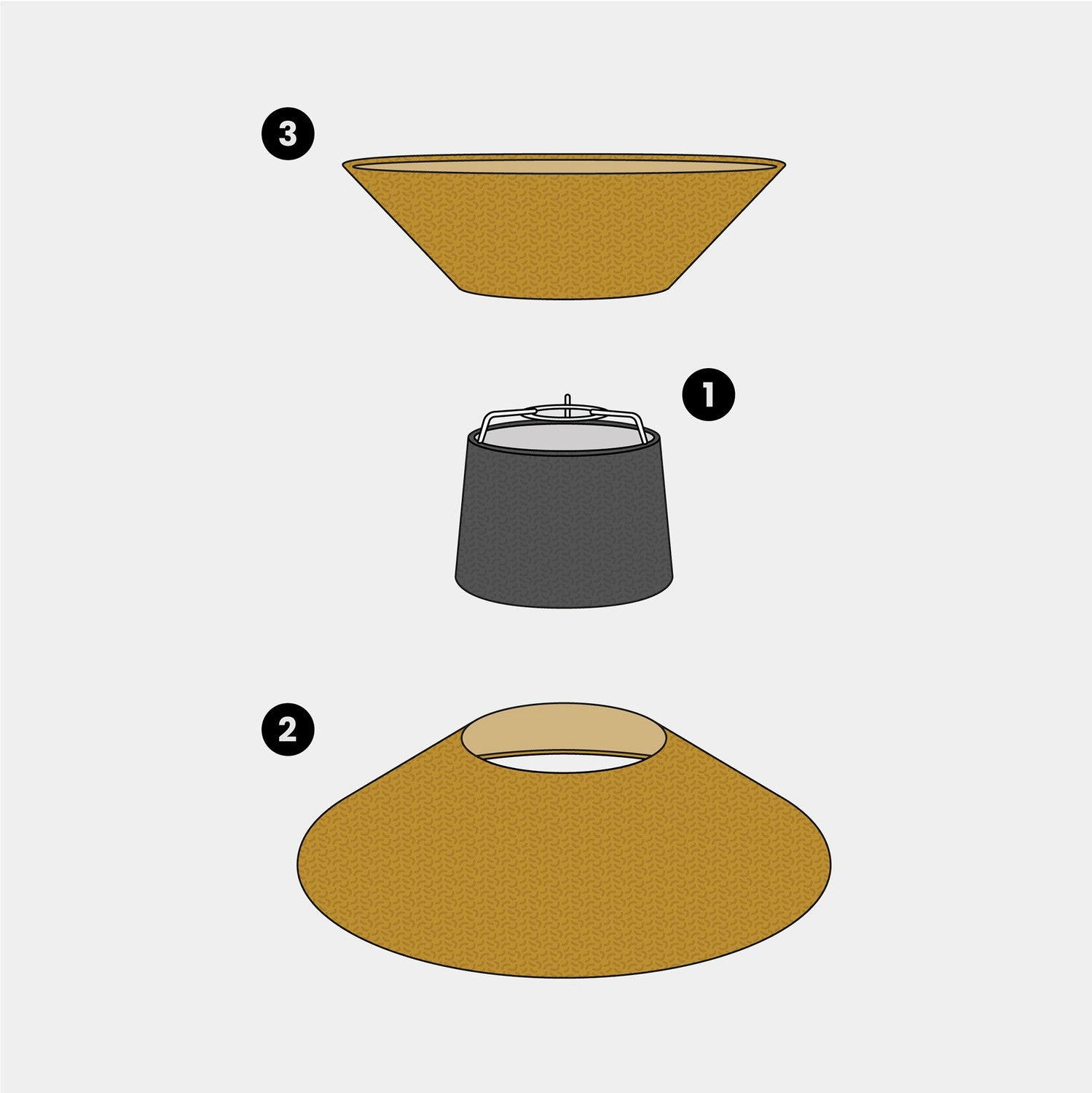 Paralume in tessuto Clessidra per lampada a sospensione - Lana Senape Lana grigio scuro