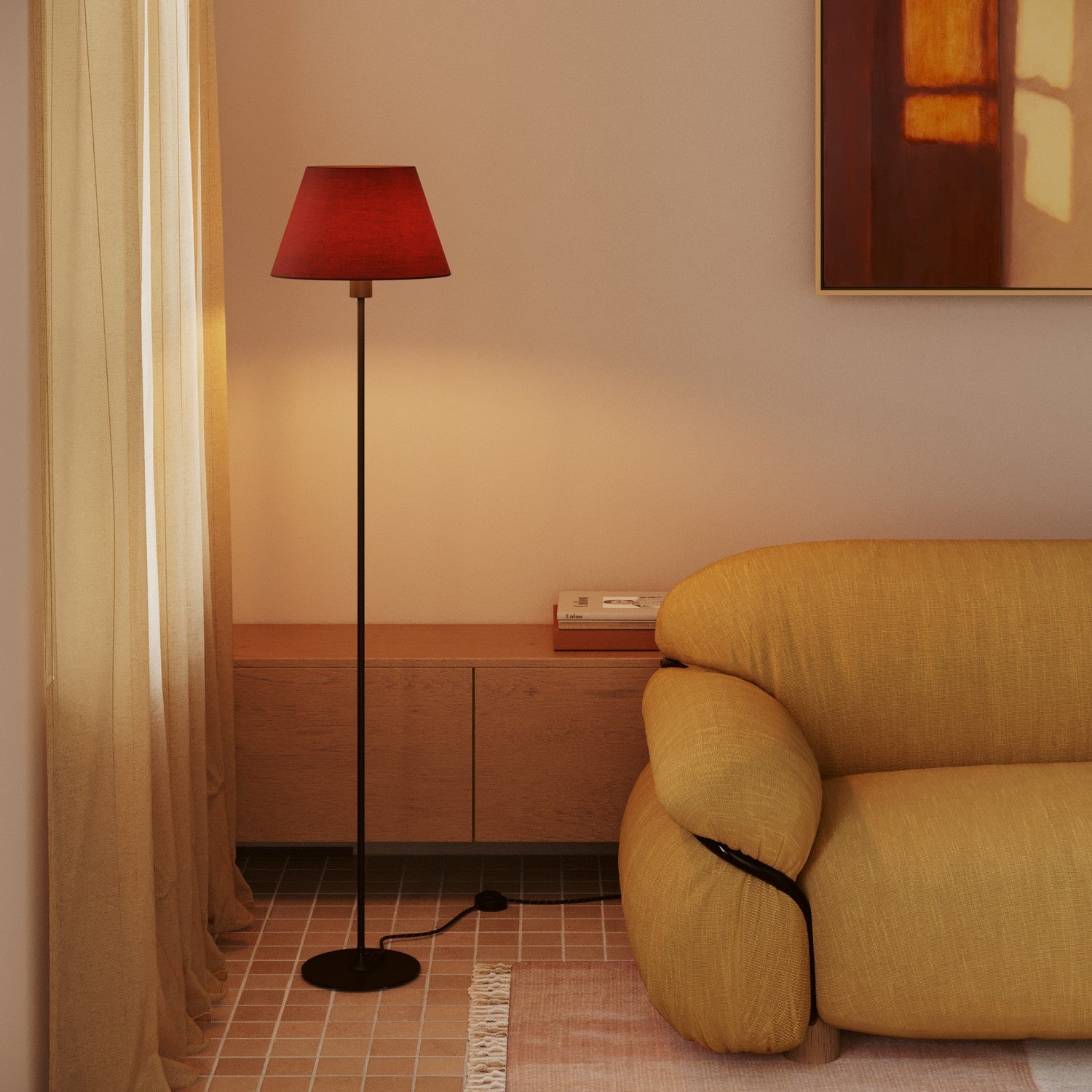 Paralume Impero M in tessuto per lampada da terra con attacco E27 - Made in Italy - Arenal Bordeaux