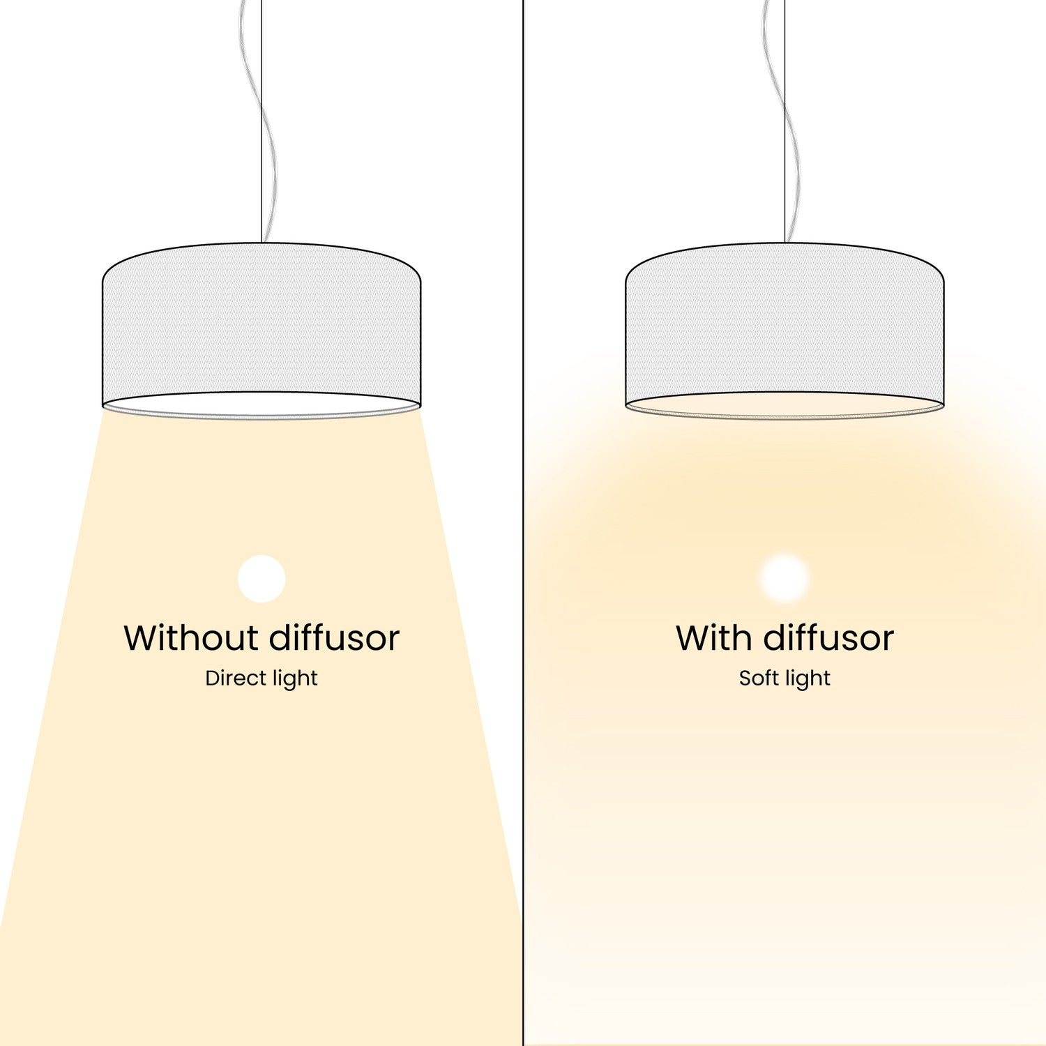 Lampada a sospensione con paralume in tessuto Cilindro Small - Made in Italy - Lana Senape Si