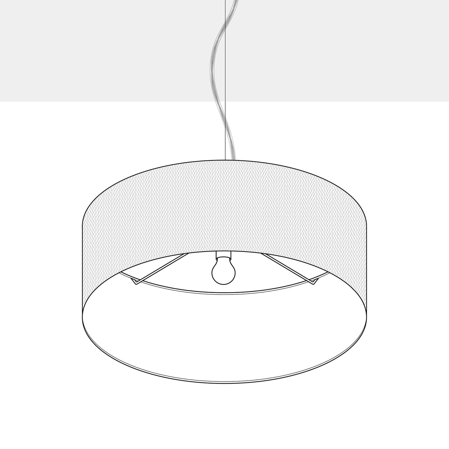 Lampada a sospensione con paralume in tessuto Cilindro Large - Made in Italy - Teletta Mandarino No