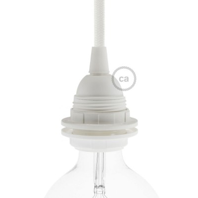 Termoplastisk E27 lampeholder med dobbelt hylster til lampeskærm - Hvid