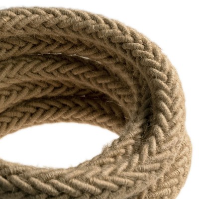 2XL jute twisted rope cable, 2x0,75 elettric cable 10 cm