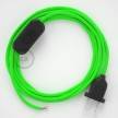 Ledningssæt, RF06 Neon Grøn Viskose 1,80 m. Vælg farve på kontakt og stik.