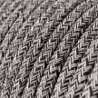 Rund tekstilledning i Sort Onyx Tweed bomuld, hør og glimmer finish - RS81