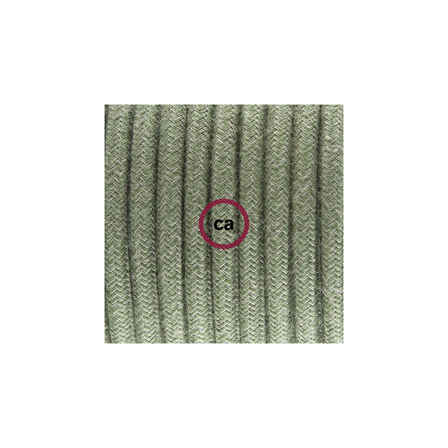 Ledningssæt med fodkontakt, RC63 Grøngrå bomuld 3 m. Vælg farve på kontakt og stik.