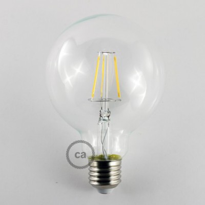 LED Transparent Pære - Globe G95 Kort Filament - 4W E27 dekorativ Vintage 2700K