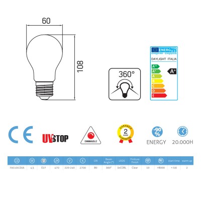 Filament LED-pære Drop 4W E27 Transparent