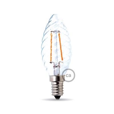 Filament LED-pære Tortiglione 4W E14 Transparent
