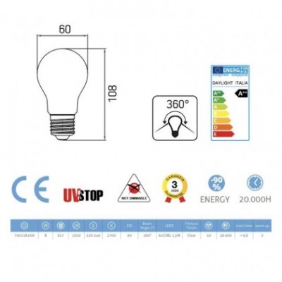 Filament LED-pære Drop 8W E27 Transparent
