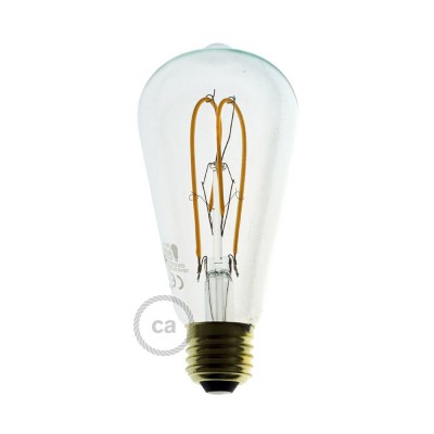 XXL LED Transparent Pære - Edison ST64 Dobbelt bøjet løkke Filament - 5W E27 Dæmpbar 2200k
