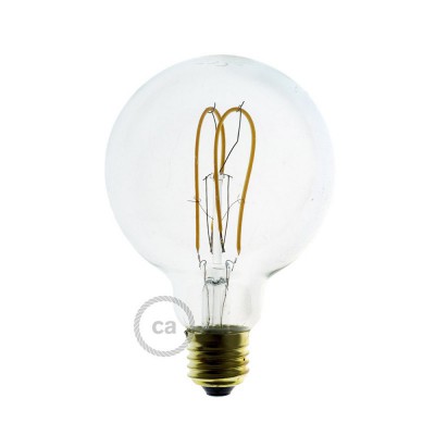 LED Transparent Pære - Globe G95 Dobbelt bøjet løkke Filament - 5W E27 Dæmpbar 2200K