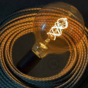 LED Gylden Pære - Globe G125 Kurvet Spiral Filament - 4W E27 Dæmpbar 1800K