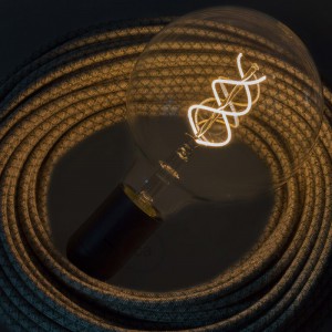LED Transparent Pære - Globe G125 Kurvet Spiral Filament - 4,9W E27 Dæmpbar 2200K