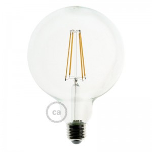 LED Transparent Pære - Globe G125 Langt Filament - 7.5W E27 dekorativ Vintage Dæmpbar 2200K
