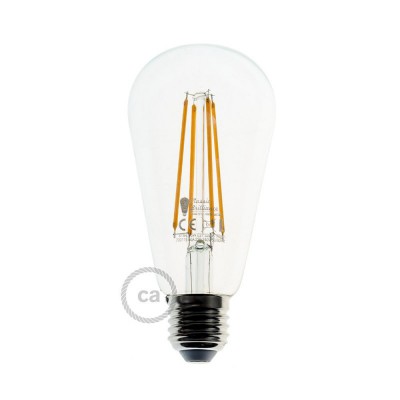 LED Transparent Pære - Edison ST64 Langt Filament - 7.5W E27 dekorativ Vintage Dæmpbar 2200K