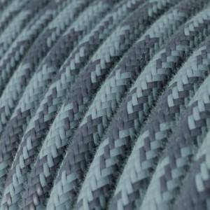 Rund tekstilledning i bomuld - Tofarvet Stengrå og Hav RP25