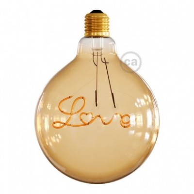 LED Gylden Pære til pendellampe - Globe G125 Enkel Filament “Love” - 5W E27 Dekorativ Vintage 2000K