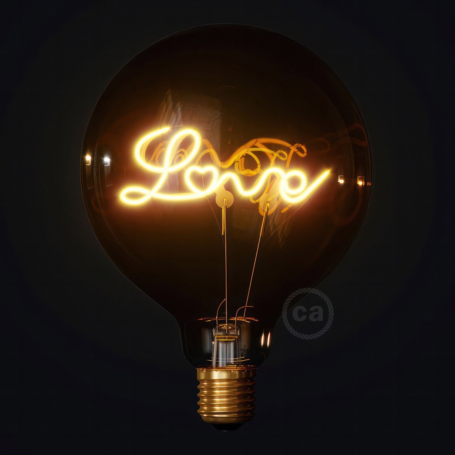 LED Gylden Pære til oprejst lampe - Globe G125 Enkel Filament “Love” - 5W E27 Dekorativ Vintage 2000K