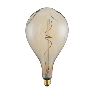 XXL LED Bulb Pear A165 Bumped Golden double spiral filament 5W E27 Dimmerable 1800K