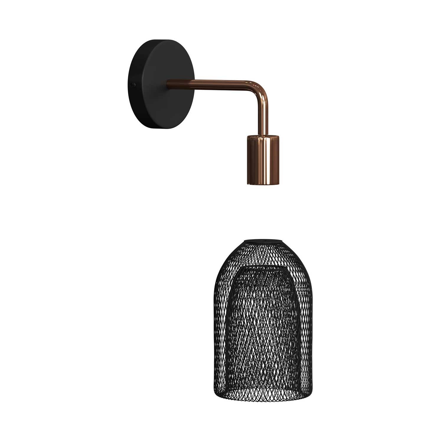 Fermaluce Metal væglampe med Ghostbell lampeskærm og bøjet forlængelse