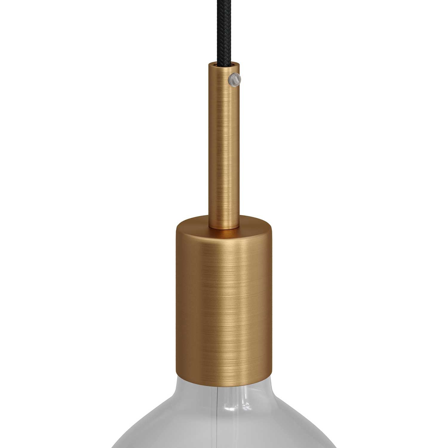 Cylindrisk metal E27 lampeholdersæt med 7 cm kabelklemme