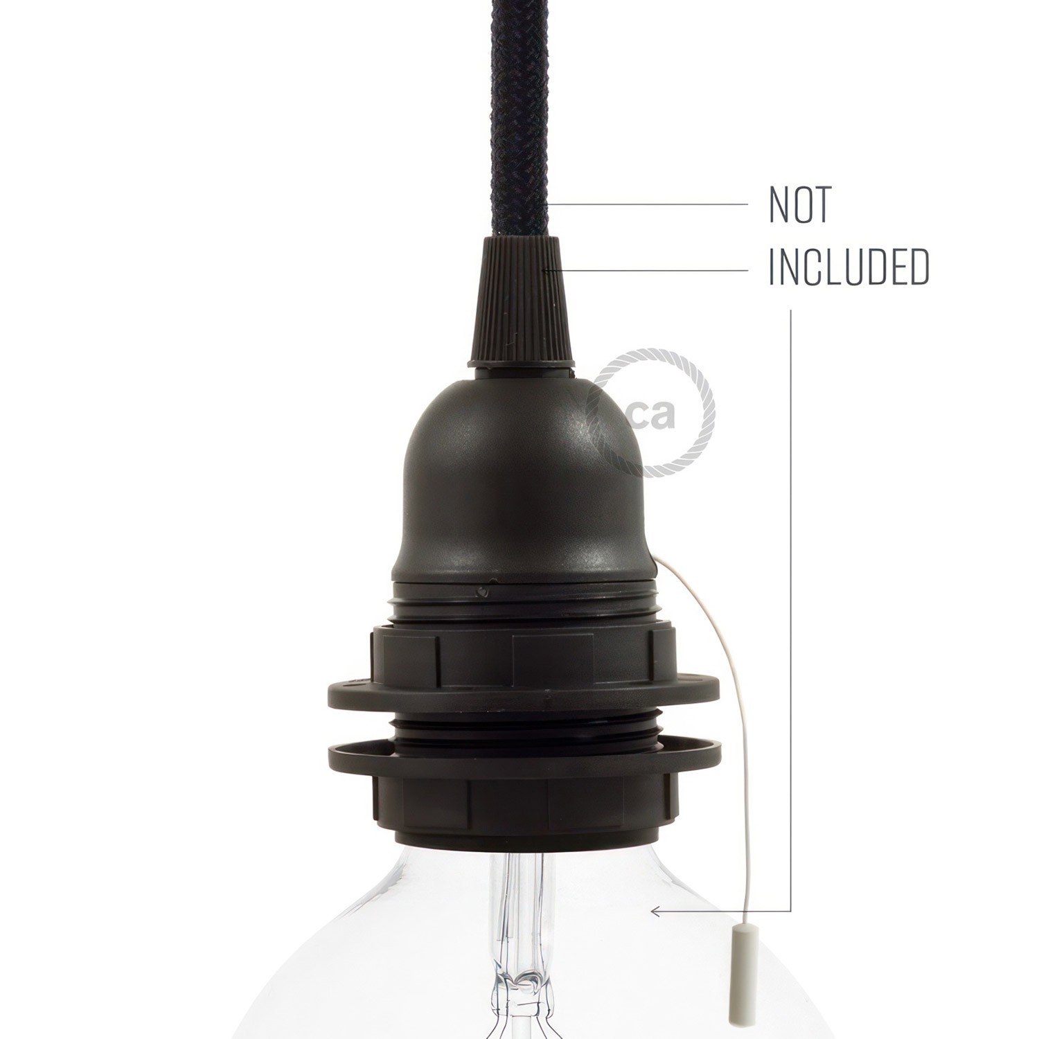 Termoplastisk E27 lampeholdersæt til lampeskærm med dobbelt hylster med trækafbryder