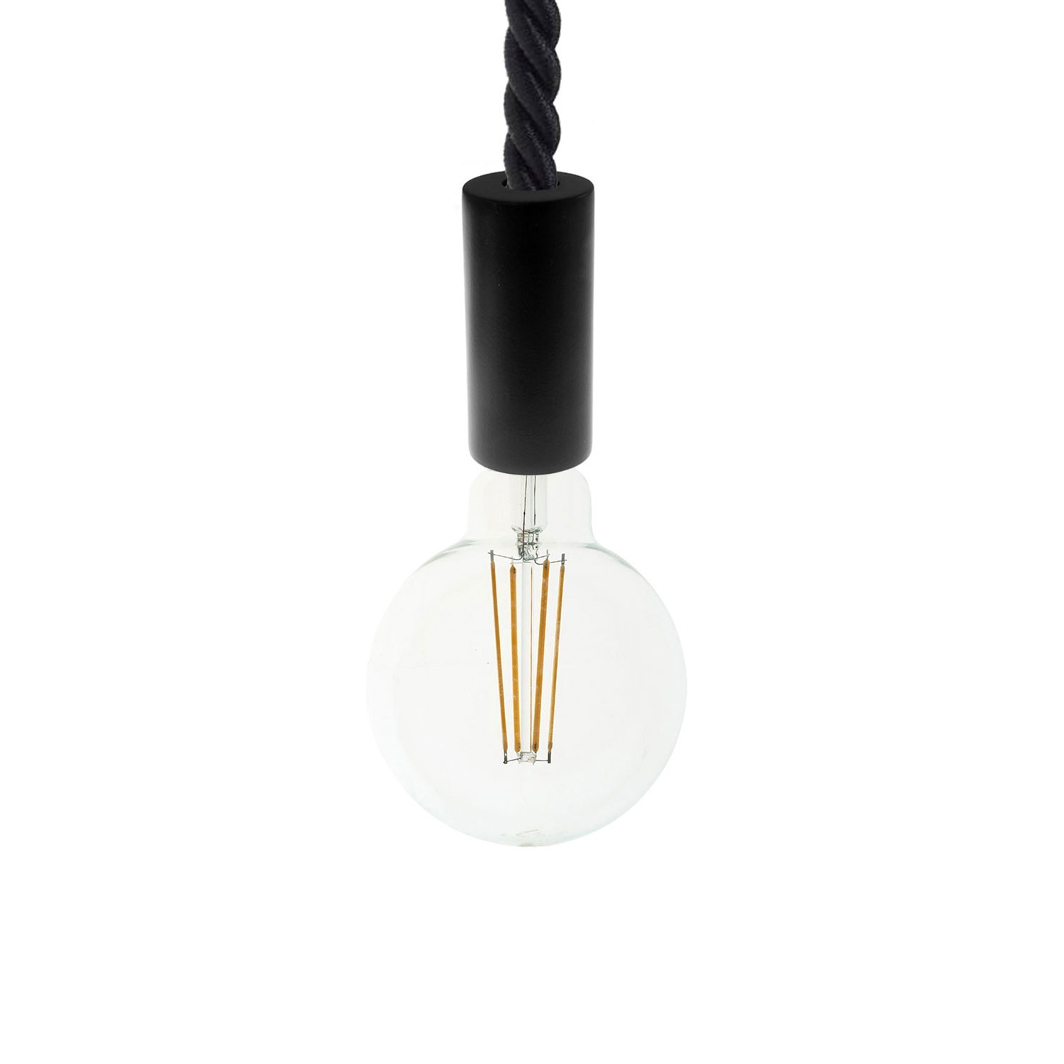 Vedhængslampe med 2XL 24mm nautisk snor malet træ detaljer - Fremstillet i Italien