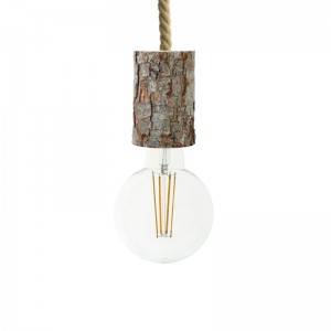 Vedhængslampe med nautisk snor XL og lille bark lampeholder - Made in Italy