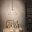 Pendellampe med tekstilkabel, Dome lampeskærm og metaldetaljer - Fremstillet i Italien