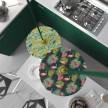 Pendellampe med tekstilkabel, UFO dobbeltsidet lampeskærm af træ og metaldetaljer - Fremstillet i Italien