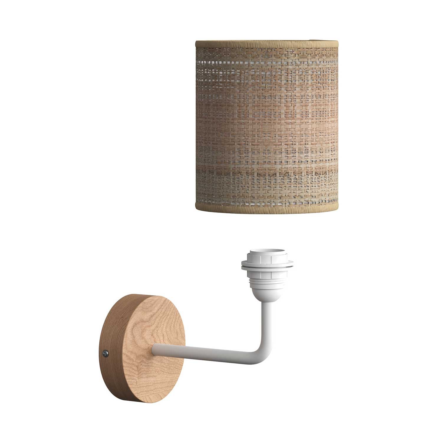 Fermaluce Træ, keramik væglampe med lampeskærm og bøjet forlængelse