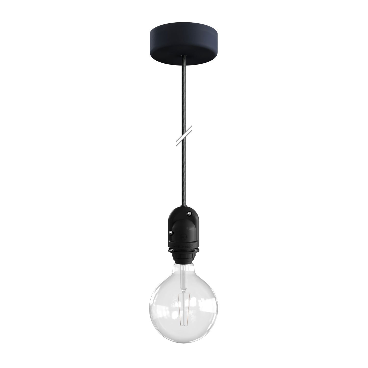 EIVA Udendørs pendel lampe til lampeskærme med 1,5 mt tekstilkabel, silikone loft rose og lampeholder IP65 vandafvisende