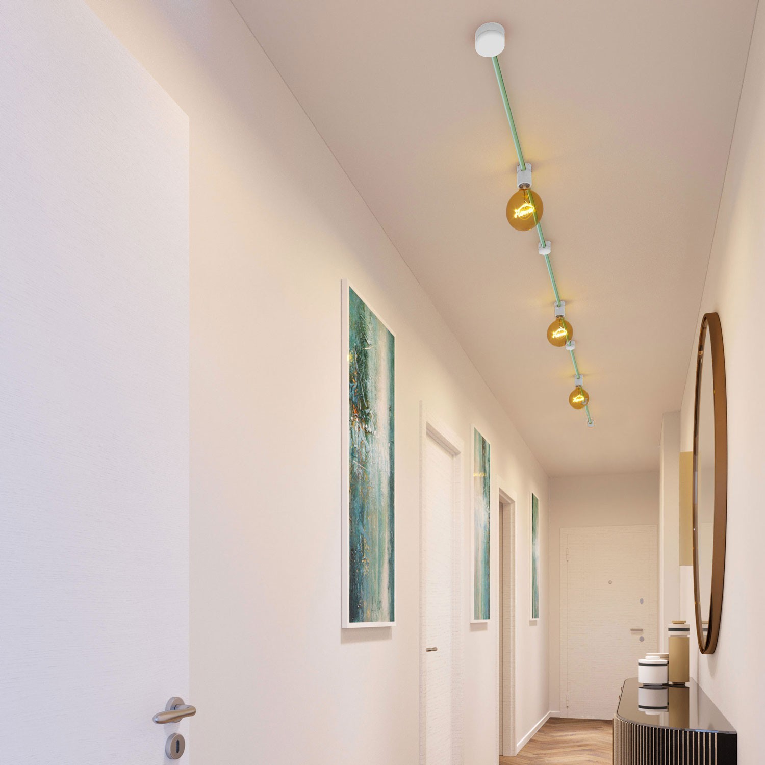 Filé System Linear Kit - med 5 m lyskabel og 7 indendørs hvidlakerede træelementer