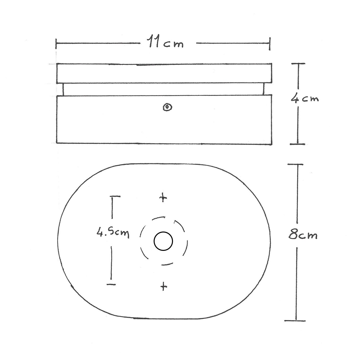 Oval trækappe med 1 centralt hul og 2 sidehuller til lyslederkabel og Filé-system. Fremstillet i Italien