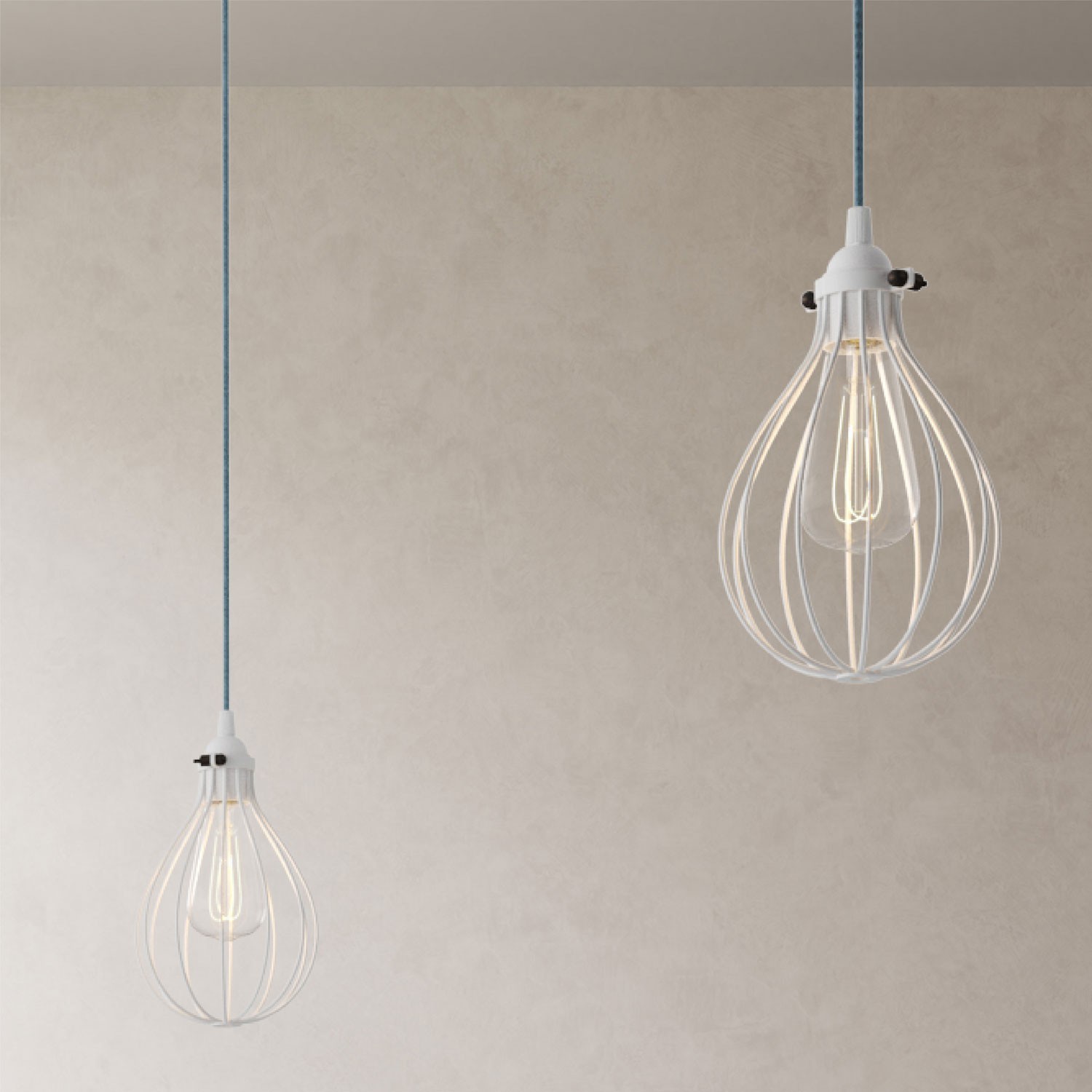 Spider - 3-light multi-pendel lampe Made in Italy med stofkabel og Drop lampeskærm