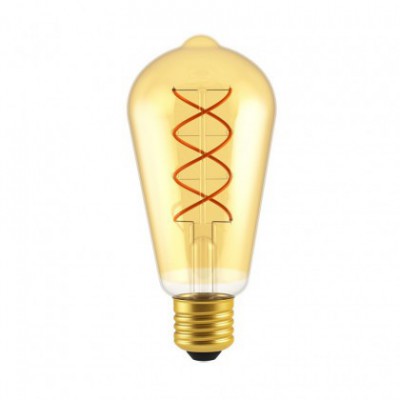 LED Edison ST64 Golden med dobbelt buet spiralformet glødetråd 5W E27 Dæmpbar 2000K pære