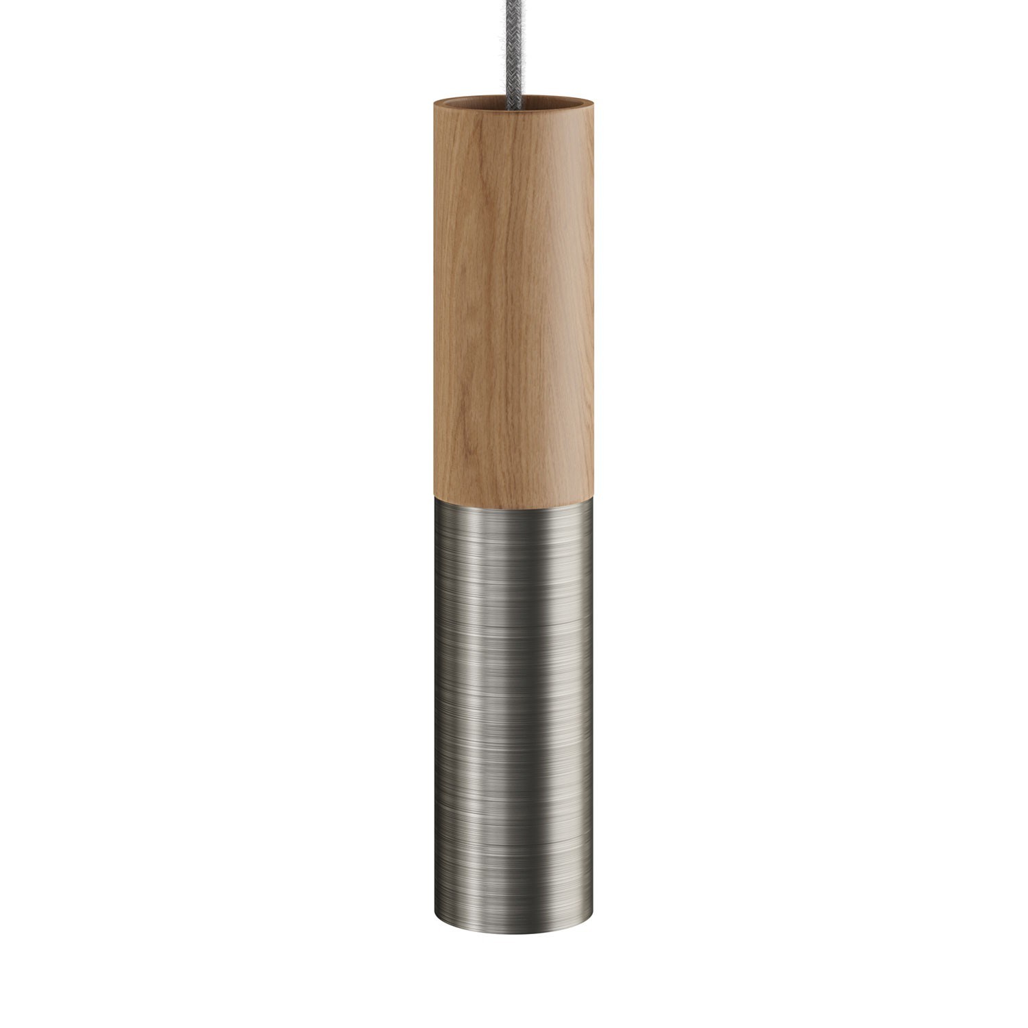 Tub-E14, træ- og metalrør til spotlight med E14 dobbeltring lampefatning