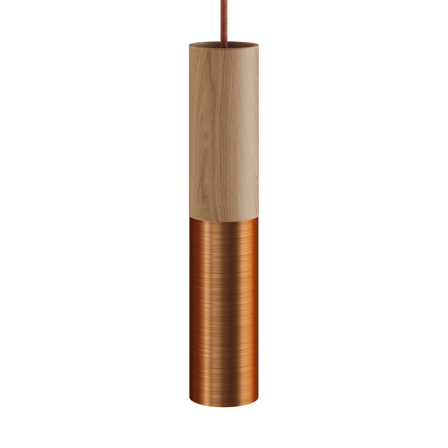 Tub-E14, træ- og metalrør til spotlight med E14 dobbeltring lampefatning