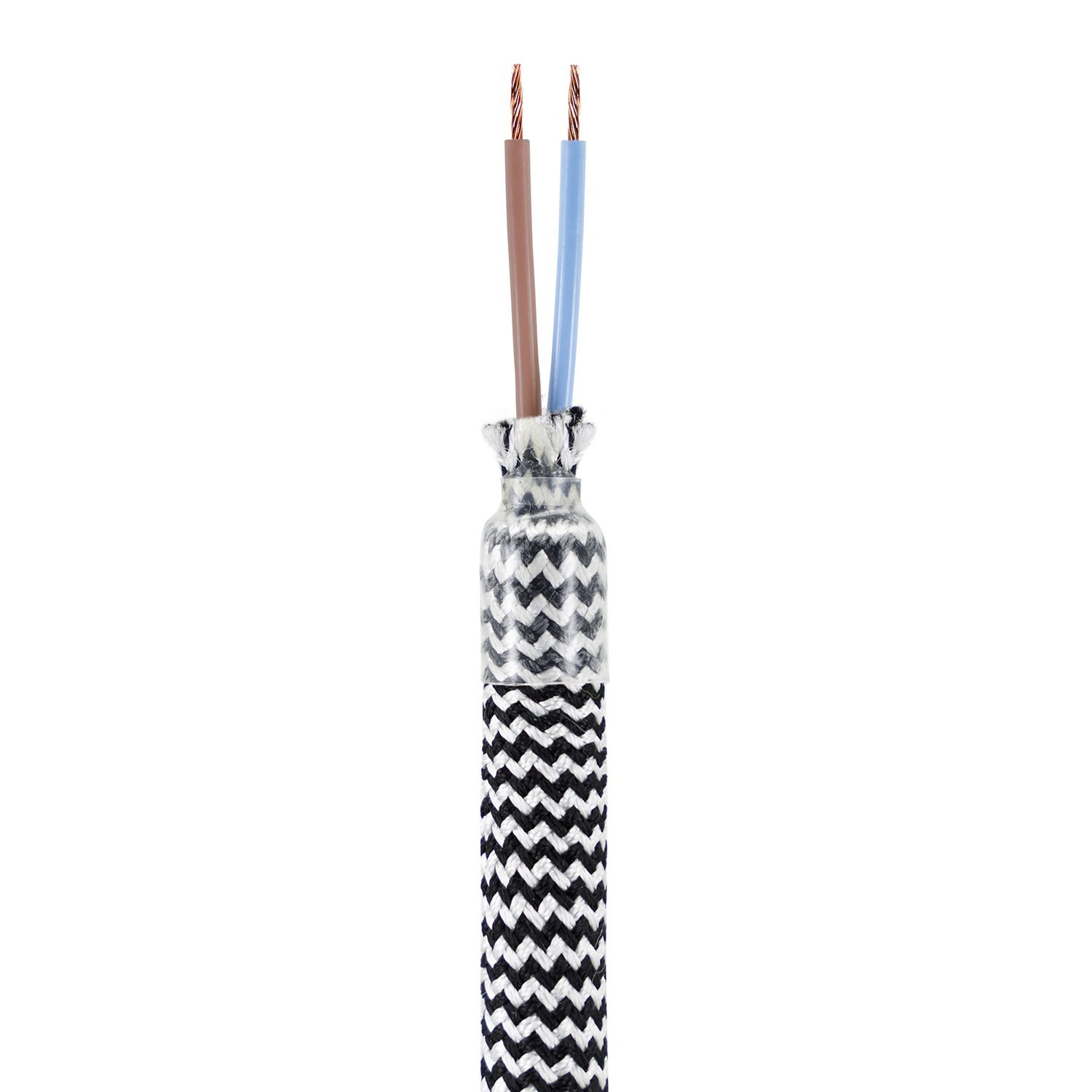Kit Creative Flex fleksibelt rør beklædt med sort hvidt RZ04-stof med metalterminaler
