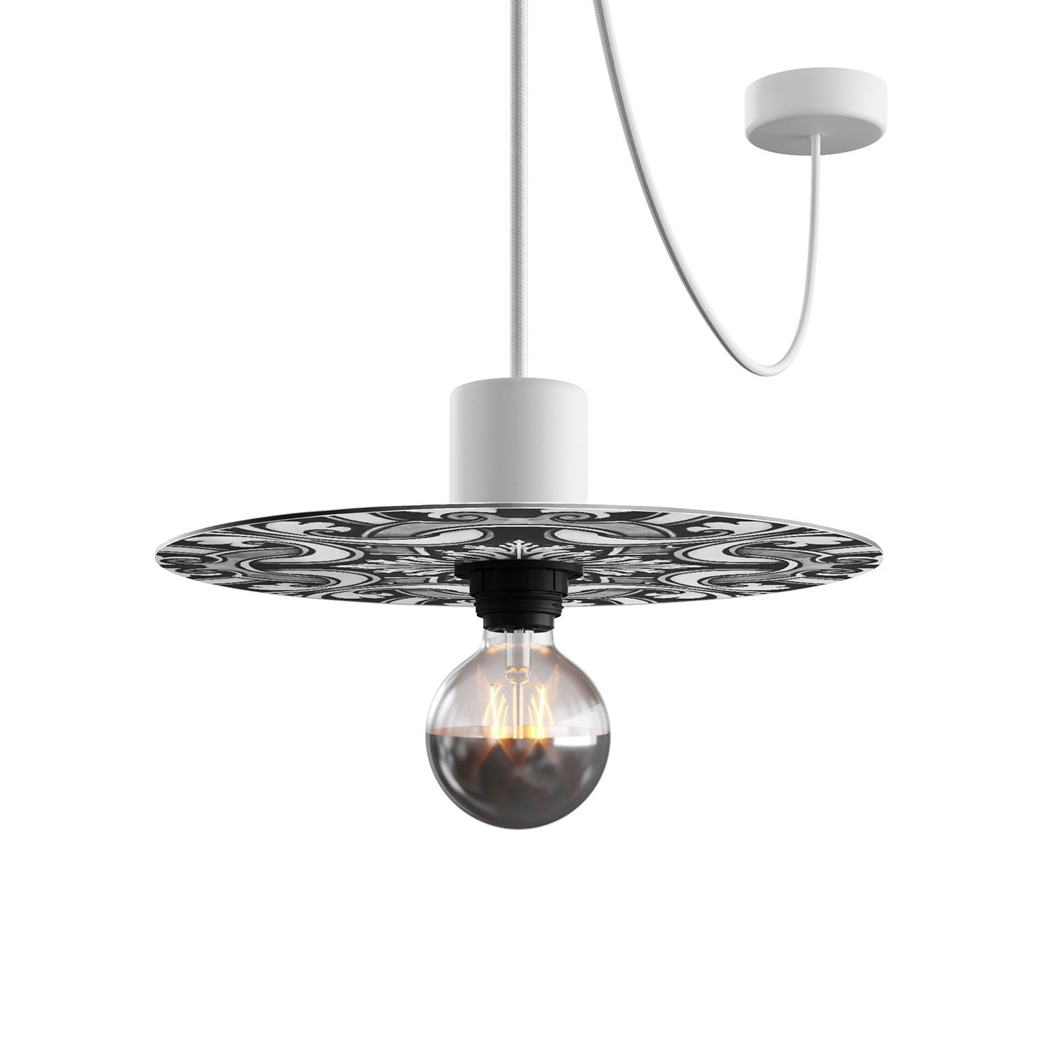 Mini Ellepì 'Maioliche' flad lampeskærm ideel til ophæng og væglamper eller til snorelys, 24 cm i diameter - Fremstillet i