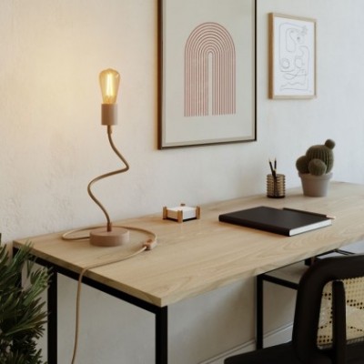 Justerbar bordlampe i træ, der udsender diffust lys - Table Flex Wood