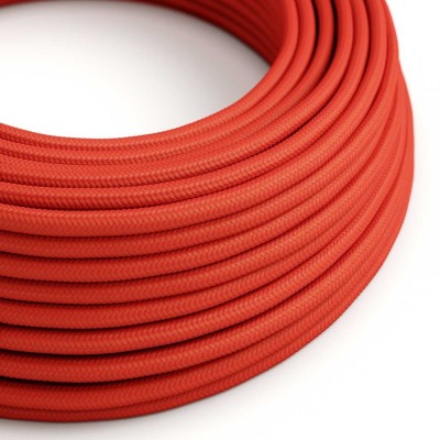 Ultra Soft - strømkabel i silikone med blank, rød stofbelægning - RM09 rund 2x0,75 mm