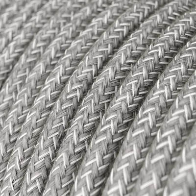 Ultra Soft - strømkabel i silikone beklædt med Grey Melange linned - RN02 rund 2x0,75 mm