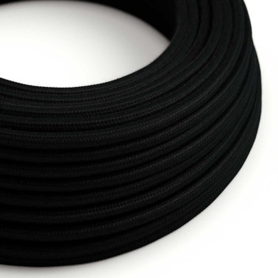 Ultra Soft - strømkabel i silikone beklædt med sort bomuld - RC04 rund 2x0,75 mm