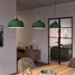 Pendellampe med tekstilkabel, Cup keramisk lampeskærm og metaldetaljer - Fremstillet i Italien