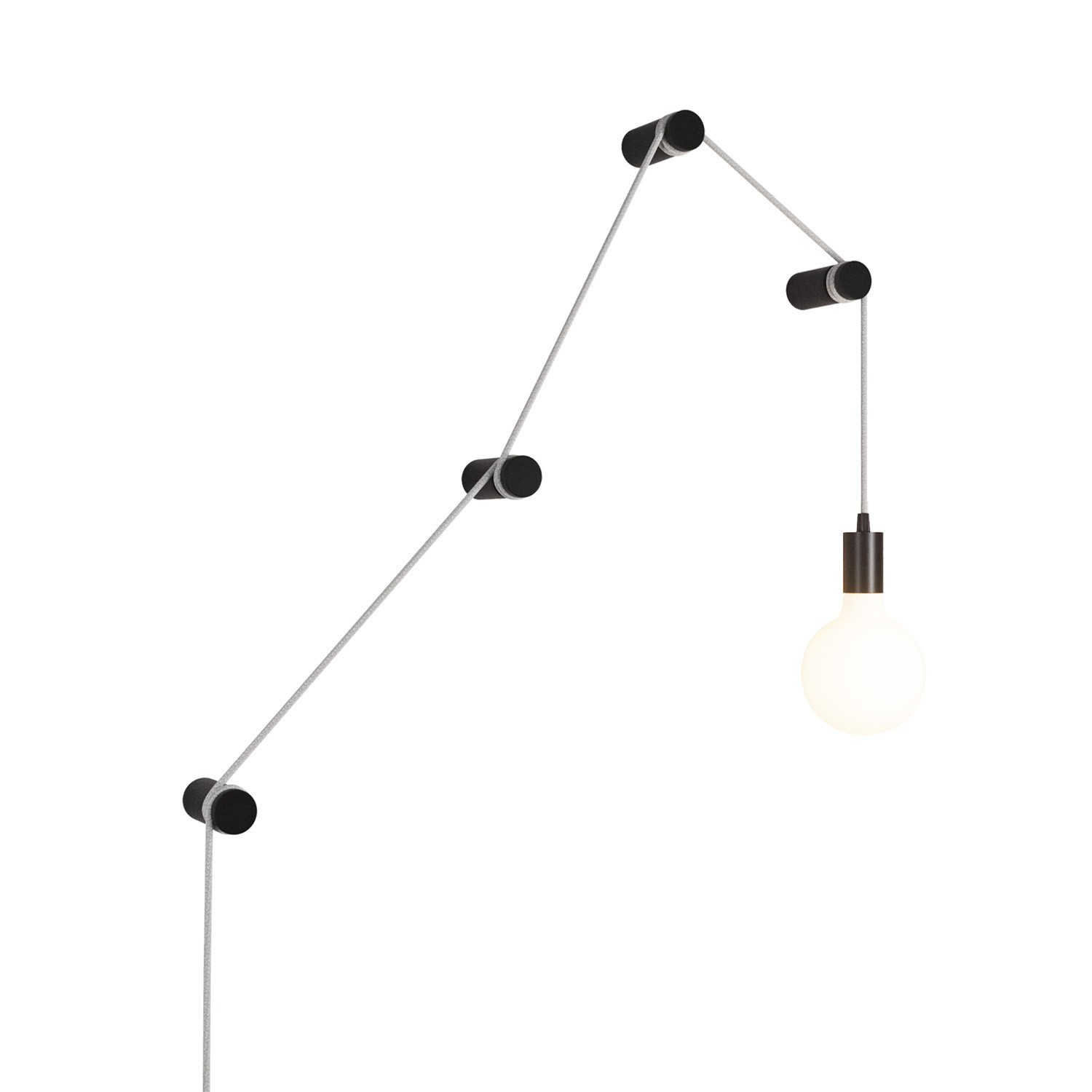 Bærbar slangelampe med metalholder og stik, komplet med 4 Rolé-kabelkroge
