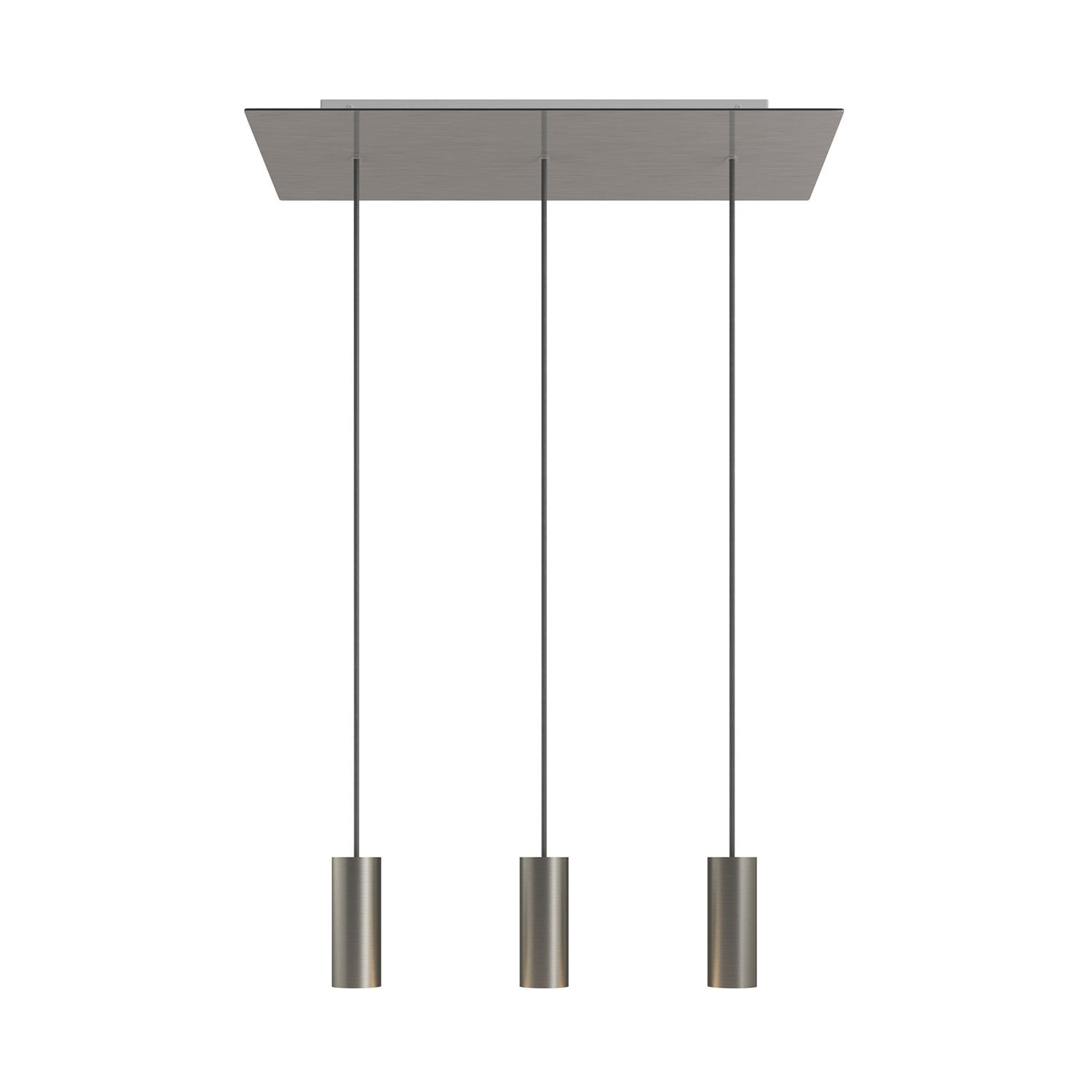 3-light pendel lampe med 675 mm rektangulær XXL Rose-One, med stof kabel og metal Tub-E14 lampeskærm