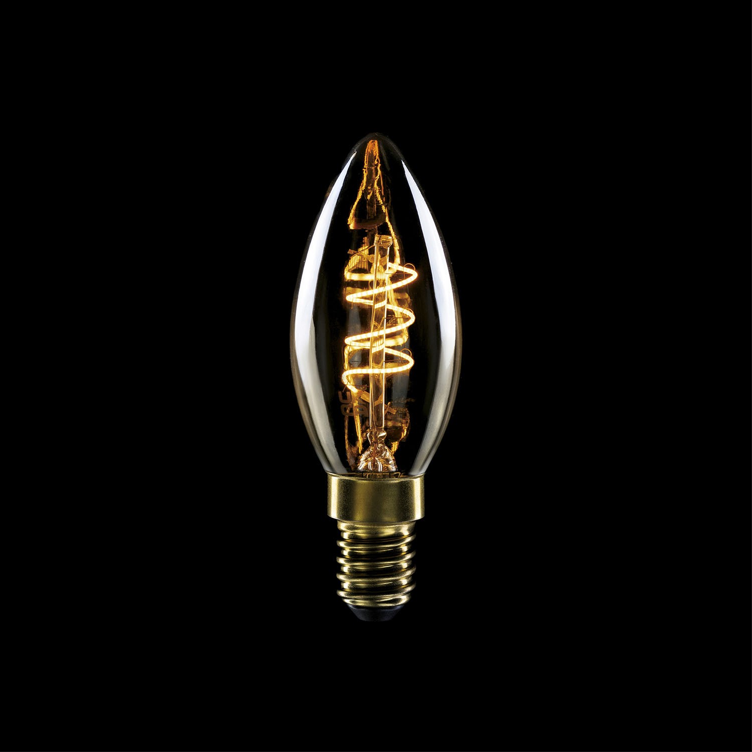 LED Gylden Glødepære C01 Carbon Line buet spiral glødetråd stearinlys C35 2,5W E14 Dæmpbar 1800K