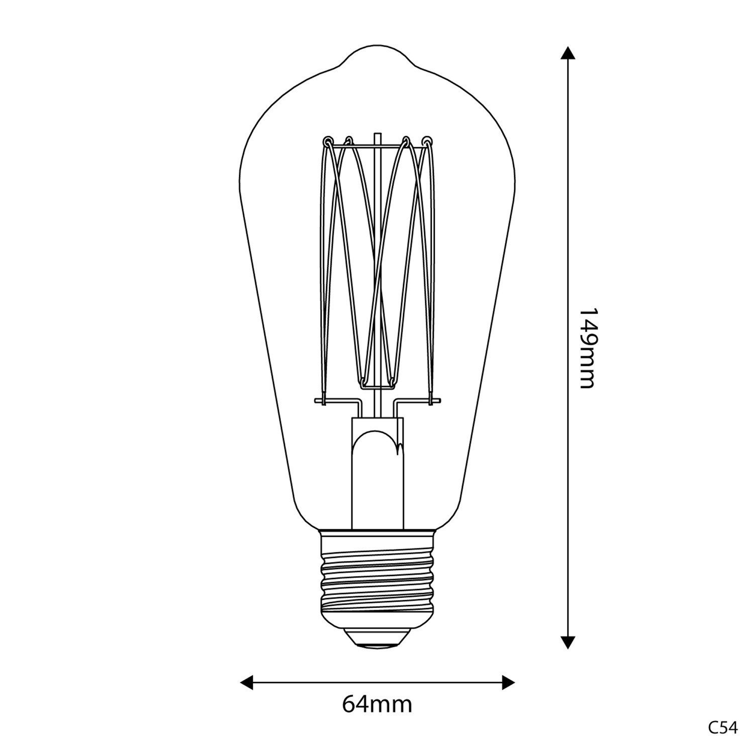 LED Gylden Glødepære C54 Carbon Line glødetråd bur Edison ST64 7W E27 Dæmpbar 2700K