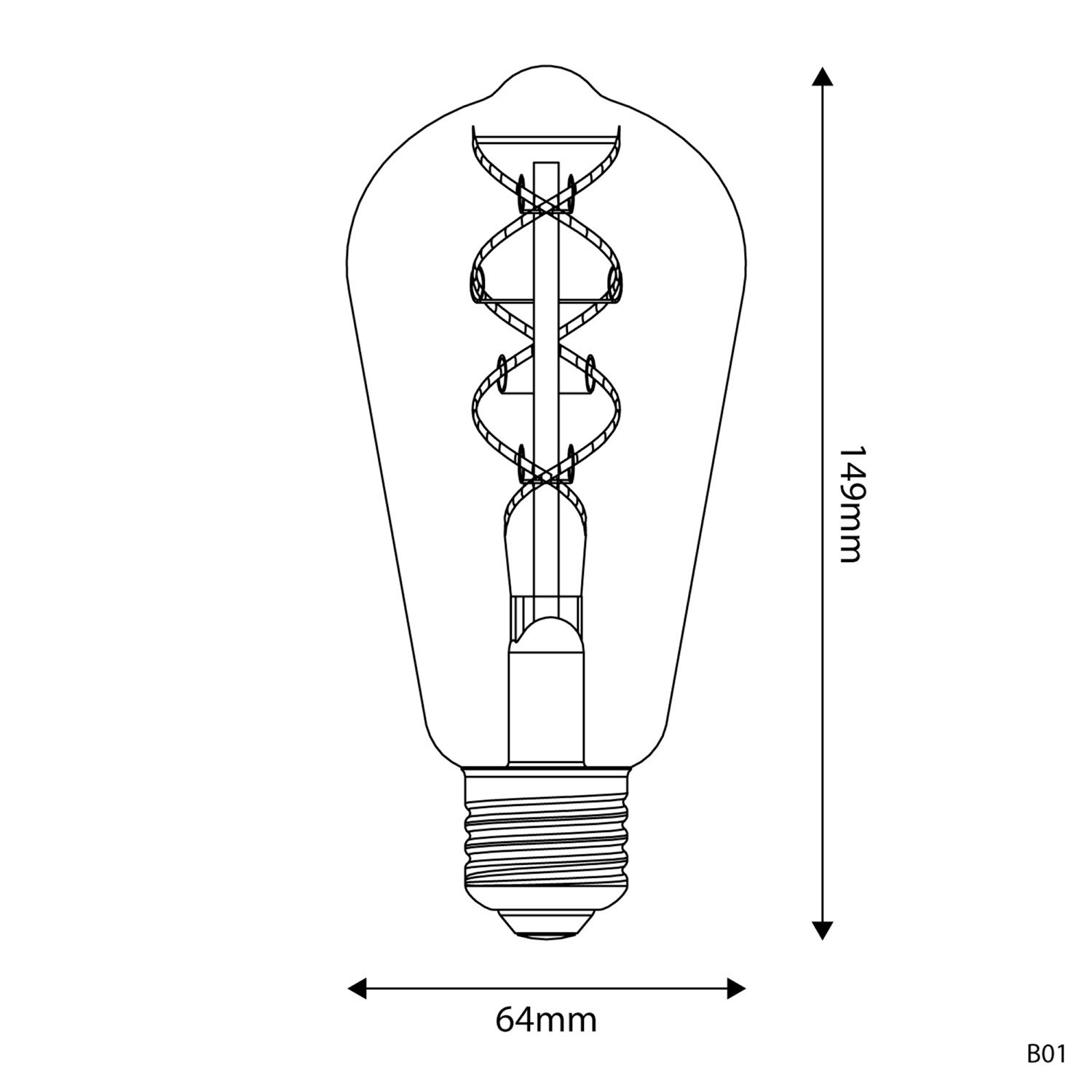 B01 Edison ST64 golden LED lampe 5V samling Spiral glødetråd 1.3W E27 dæmpbar 2500K